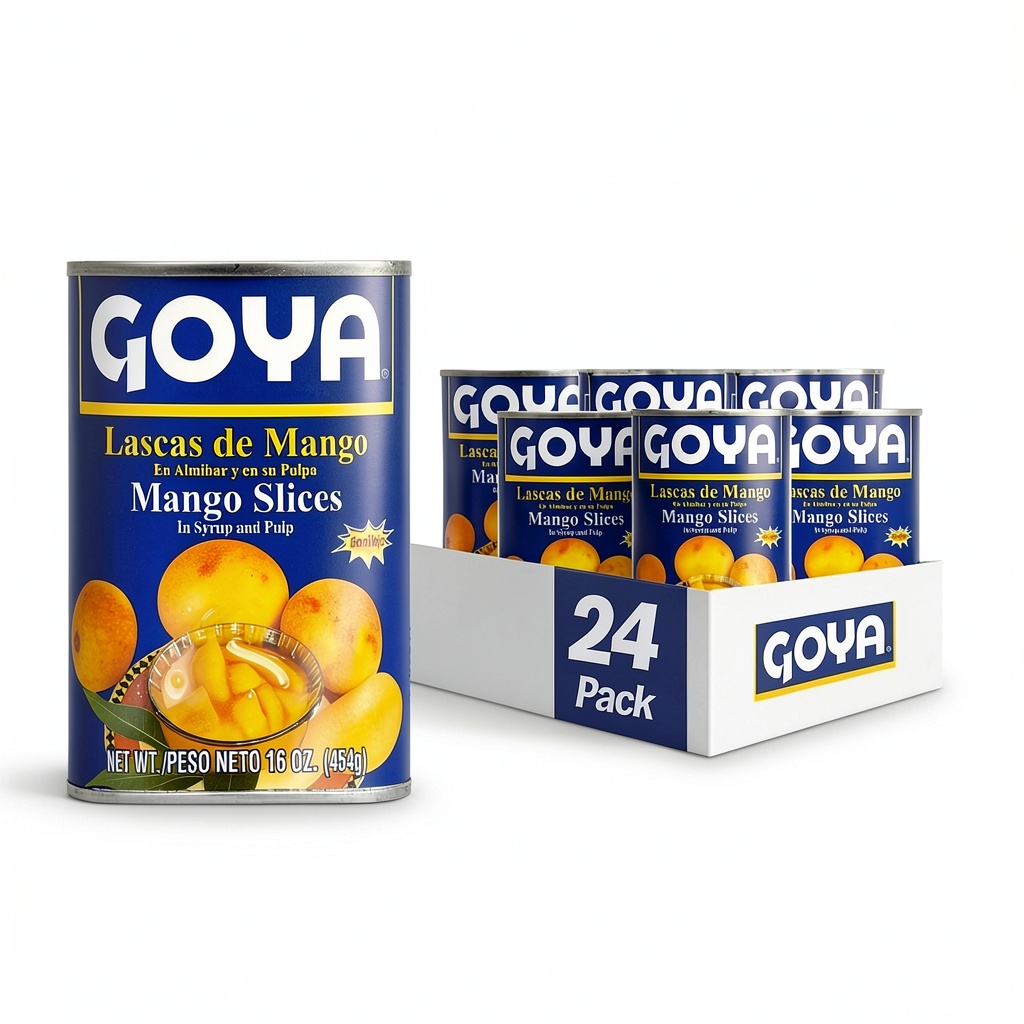 'Goya Mango Slices with Pulp in Syrup displayed in a bowl'