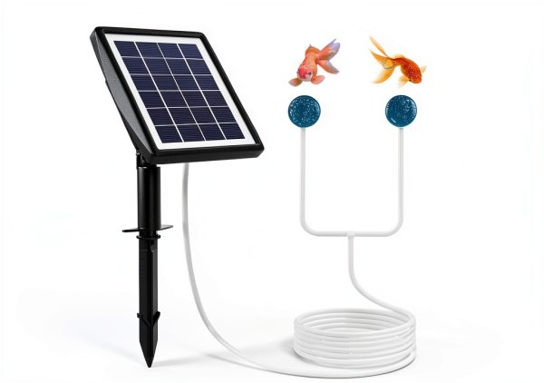 PChero Solar Pond Aerator Black OD094 2 Modes Battery Backup-0