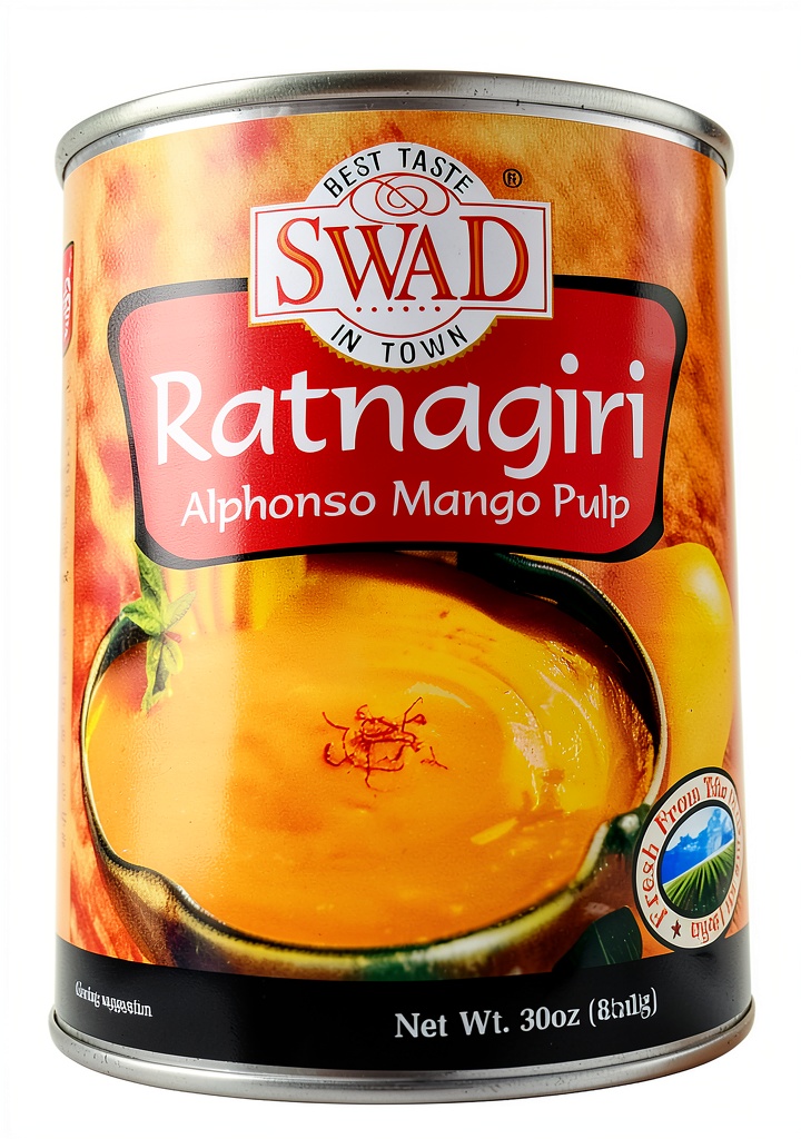 'Canned mangoes displayed in a kitchen pantry'