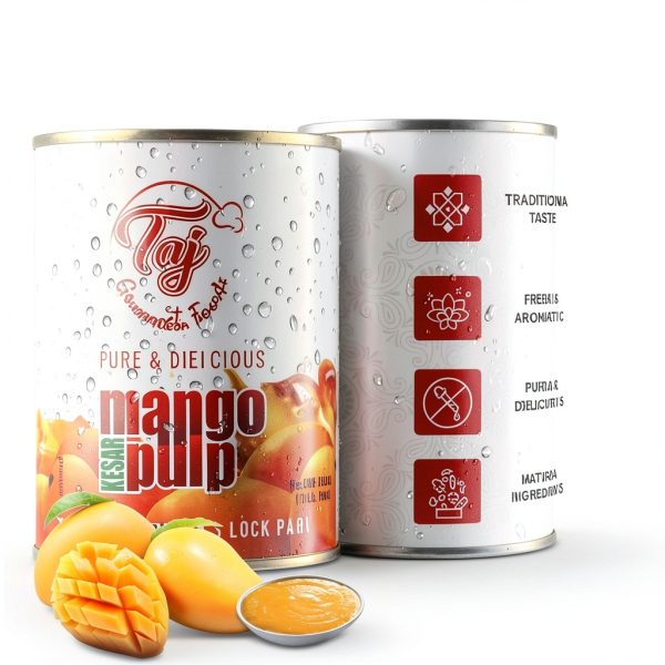 Taj Kesar Mango Pulp Sweetened Puree Grocery Food-1