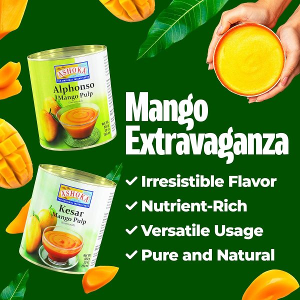 Ashoka Mango Pulp Alphonso Kesar Canned Fruit Puree-2