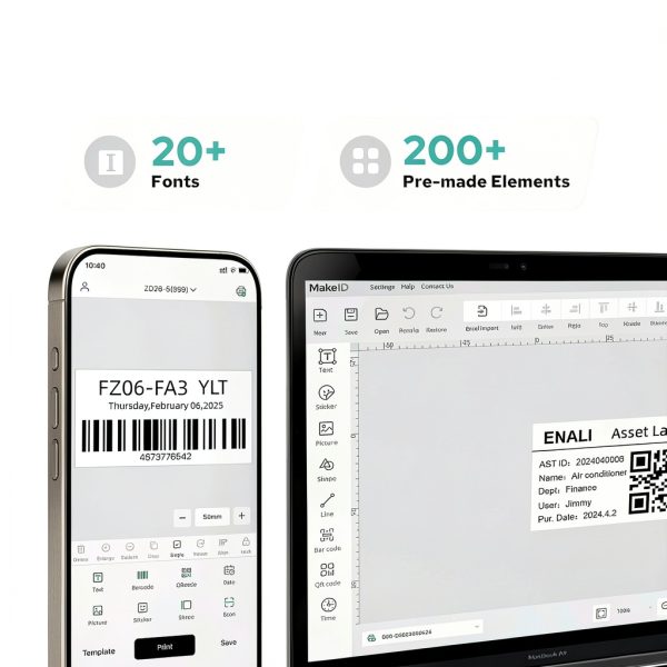 Makeid D50 Industrial Label Printer 2" Print Head 2600mAh Battery-6